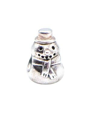 Pandora Retired Snowman Christmas Sterling Silver Charm Bead Winter Holiday